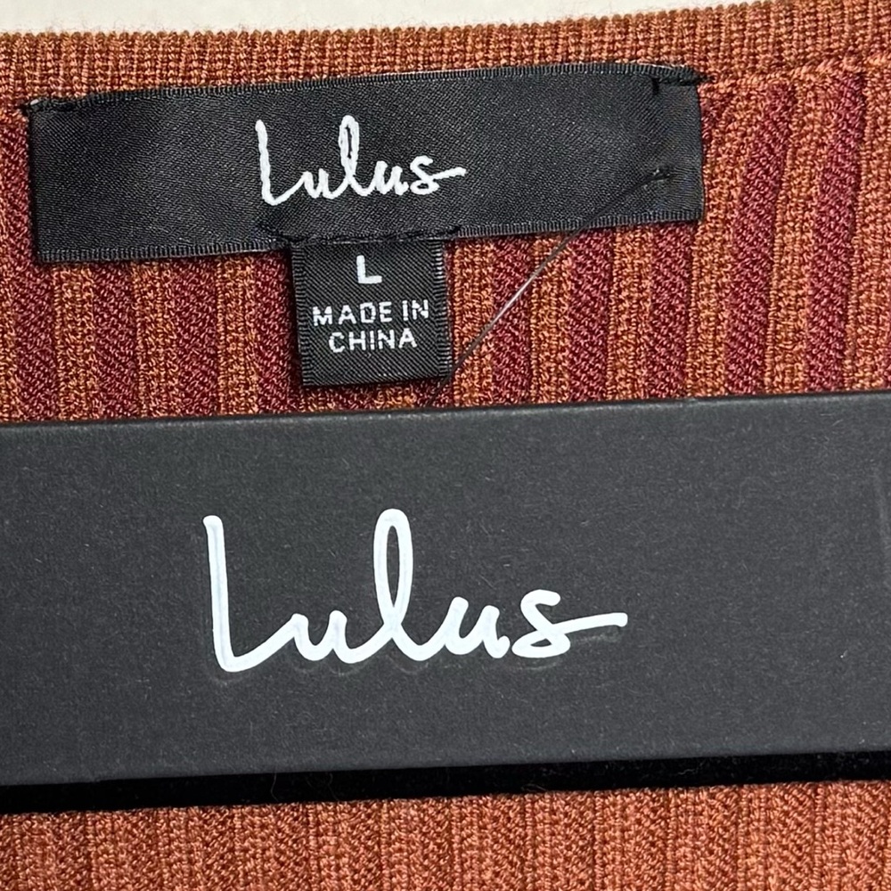 Lulus Striped V-Neck Ribbed Knit Sweater Large - Picture 9 of 10